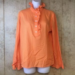 Tory Burch Blouse Top Cotton Ruffles Shirt Size 8